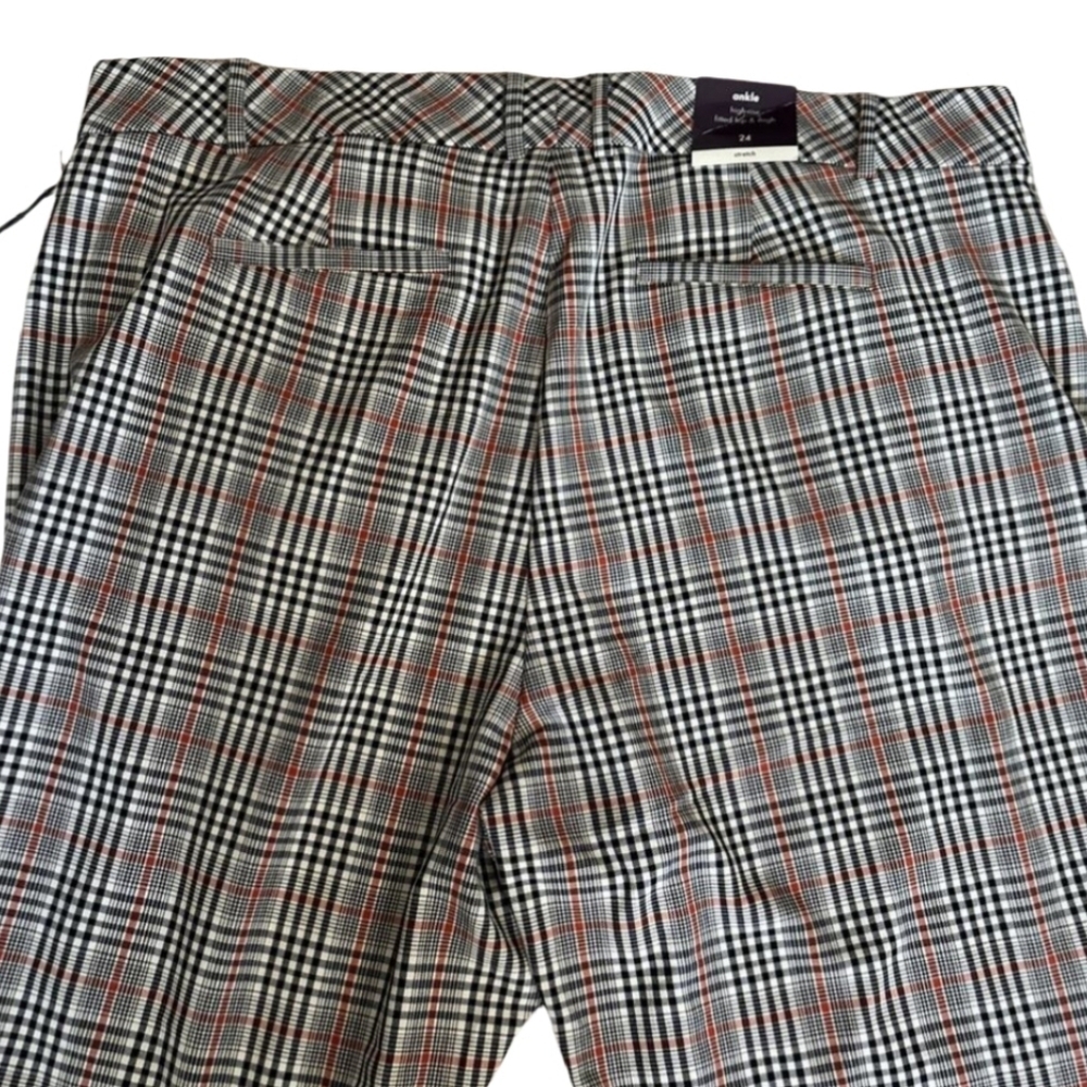 Ava & Viv High Rise Plaid Ankle Pants 26W NWT Plus Size Stretch Work Trousers - Picture 3 of 12
